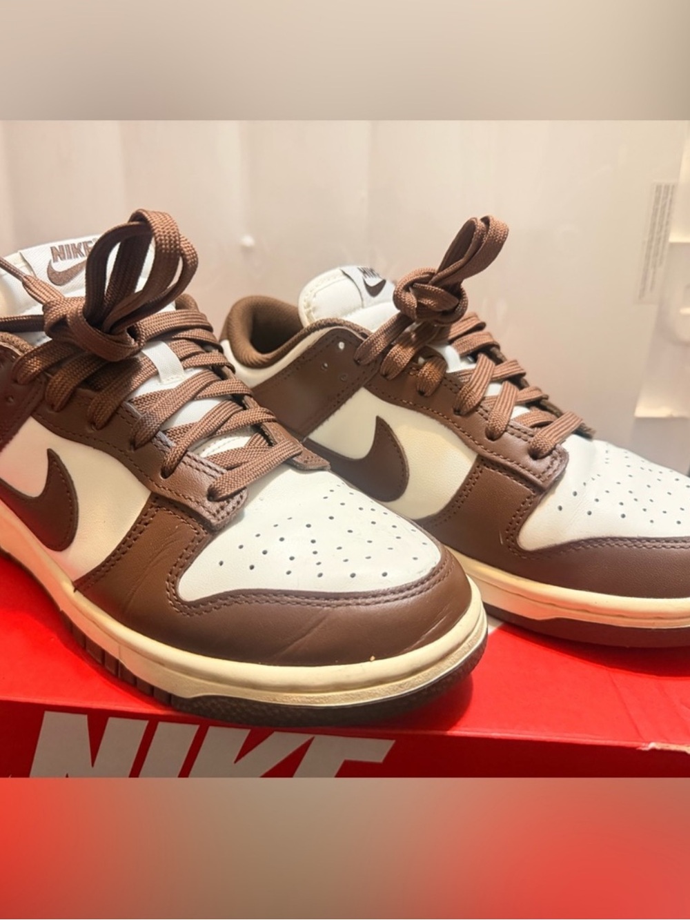 Nike women's Dunk Low - White and Brown